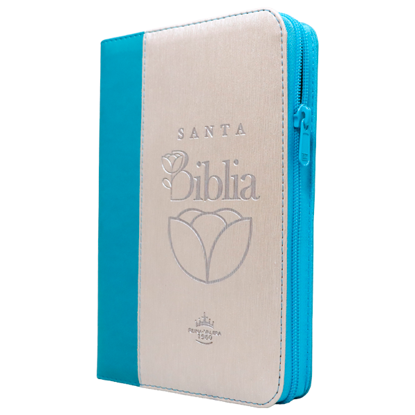 Biblia Reina Valera 1960 Mediana Letra Grande Imitación Piel Beige/Turquesa Código QR Cierre Índice PJR [RVR066cLGZTIPJR]  