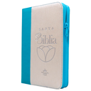 Biblia Reina Valera 1960 Mediana Letra Grande Imitación Piel Beige/Turquesa Código QR Cierre Índice PJR [RVR066cLGZTIPJR]  