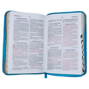 Biblia Reina Valera 1960 Mediana Letra Grande Imitación Piel Beige/Turquesa Código QR Cierre Índice PJR [RVR066cLGZTIPJR]  
