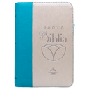 Biblia Reina Valera 1960 Mediana Letra Grande Imitación Piel Beige/Turquesa Código QR Cierre Índice PJR [RVR066cLGZTIPJR]  