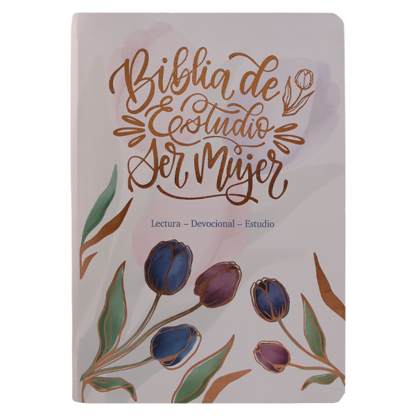 Biblia de Estudio Ser Mujer Reina Valera 1960 Grande Letra Grande Imitación Piel Tulipanes [RVR086cLGEETI]  Sin Caja 