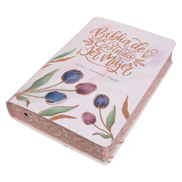 Biblia de Estudio Ser Mujer Reina Valera 1960 Grande Letra Grande Imitación Piel Tulipanes [RVR086cLGEETI]  Sin Caja 