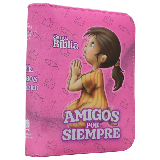 [9798886391350] Biblia Infantil Amigos por Siempre Reina Valera 1960 Tamaño Bolsillo Letra Mediana Vinil Rosa Cierre PJR [RVR022cdPZPJRa]   