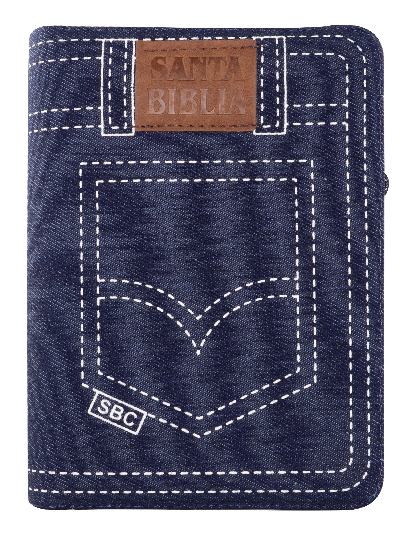 Biblia Reina Valera 1960 Mediana Letra Grande Jeans Azul Código QR [RVR054cJZTILGaPJR]