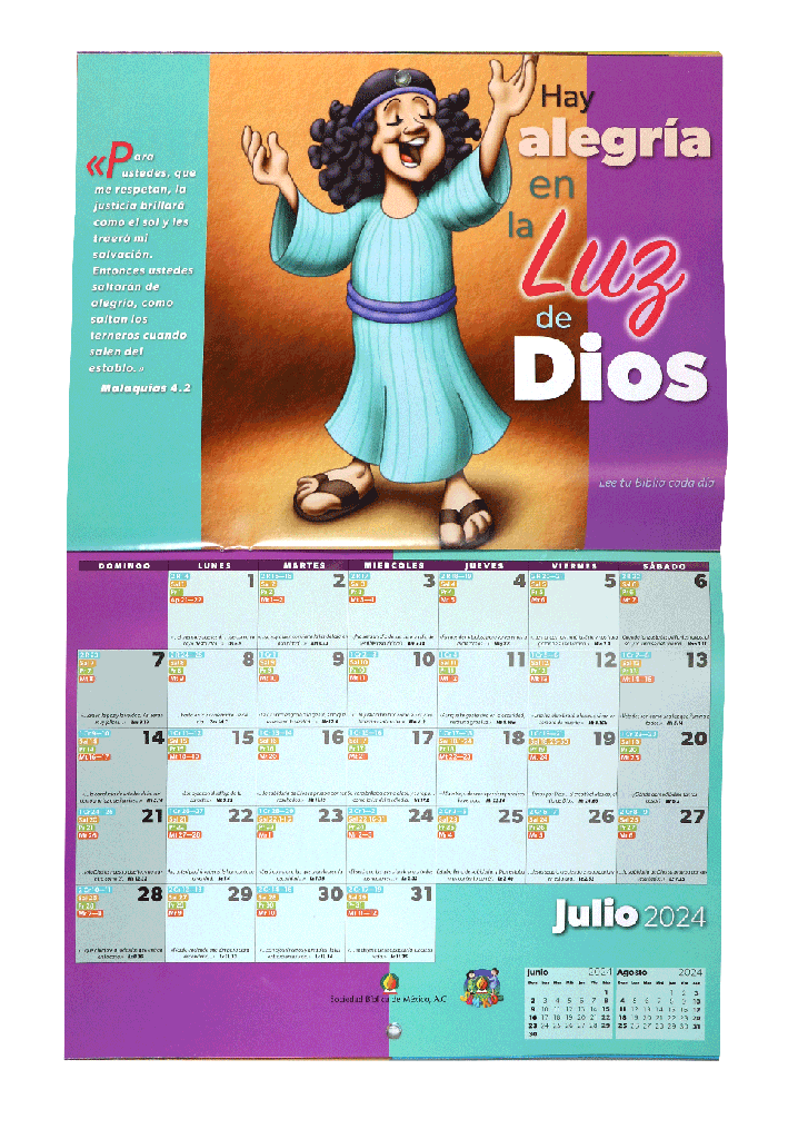 Calendario Infantil 2024 La Biblia es Luz y es Vida
