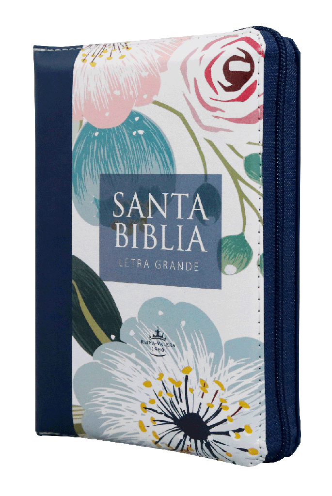 Biblia Reina Valera 1960 Chica Letra Gigante Imitación Piel Azul Flores [RVR046cZTILGPJR]