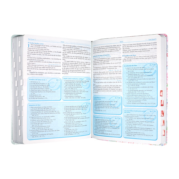 Biblia de Estudio para la Predicación Reina Valera 1960 Grande Letra Grande Aqua Flores [RVR086LGEETI:AZ]