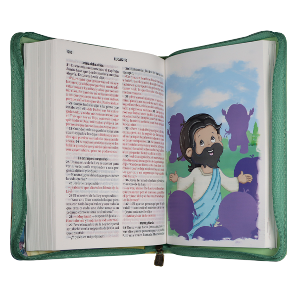 Biblia Infantil Ora Conmigo Traducción Lenguaje Actual Mediana Letra Grande Imitación Piel Verde [TLA.66LGPZPJR] 