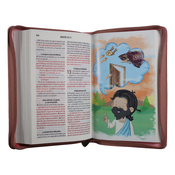 Biblia Infantil Ora Conmigo Traducción Lenguaje Actual Mediana Letra Grande Imitación Piel Rosa [TLA.66LGPZPJR] 