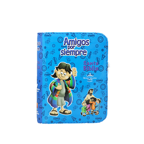 Biblia Infantil Amigos por Siempre Reina Valera 1960 Tamaño Bolsillo Letra Mediana Vinil Azul QR [RVR022cdPZPJRa]  