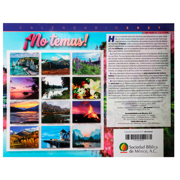 Calendario de Paisajes 2027 ¡No Temas!