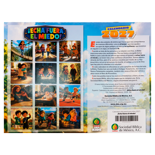 Calendario Infantil 2027 ¡Echa Fuera el Miedo!