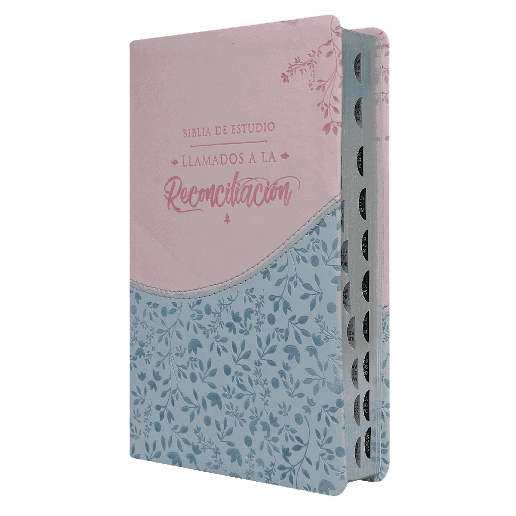 Biblia de Estudio Reconciliación Reina Valera 1960 Mediana Letra Grande Imitación Piel Azul Rosado [RVR065EETILG]