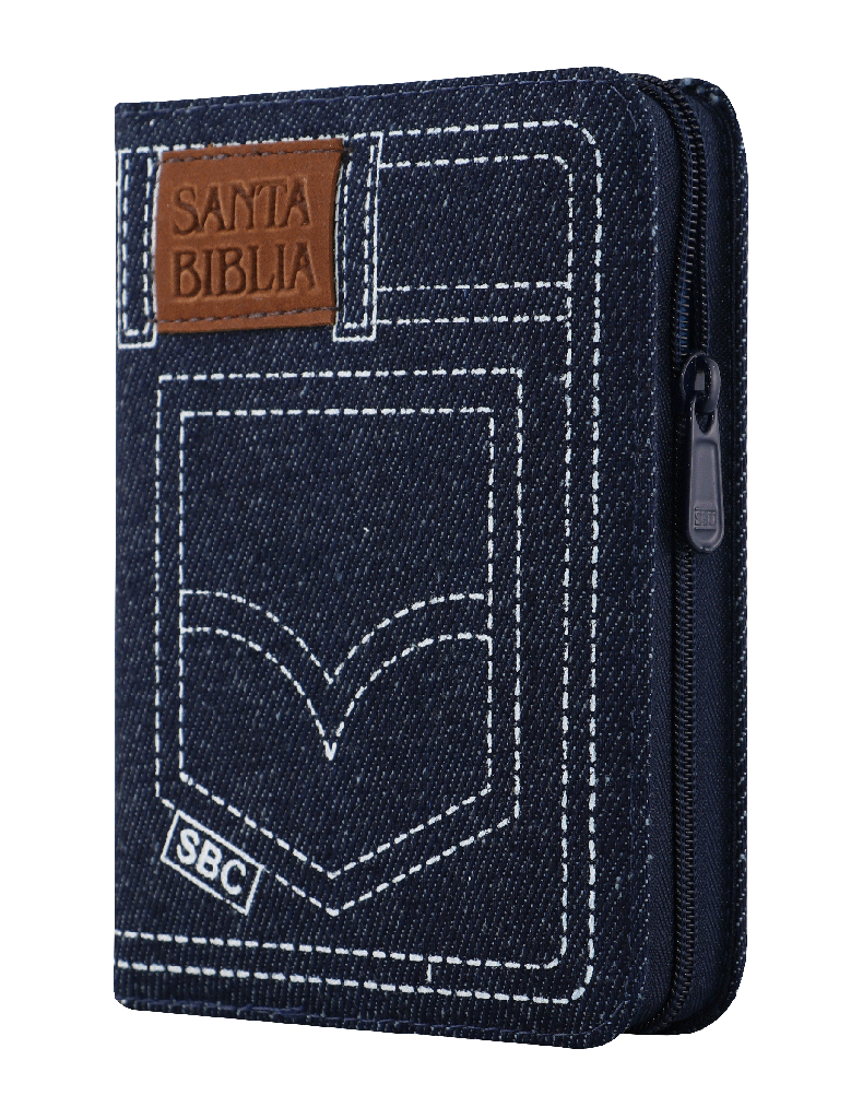 Biblia Reina Valera 1960 Bolsillo Letra Chica Mezclilla Azul Jeans QR [RVR024cJZLMa PJR]