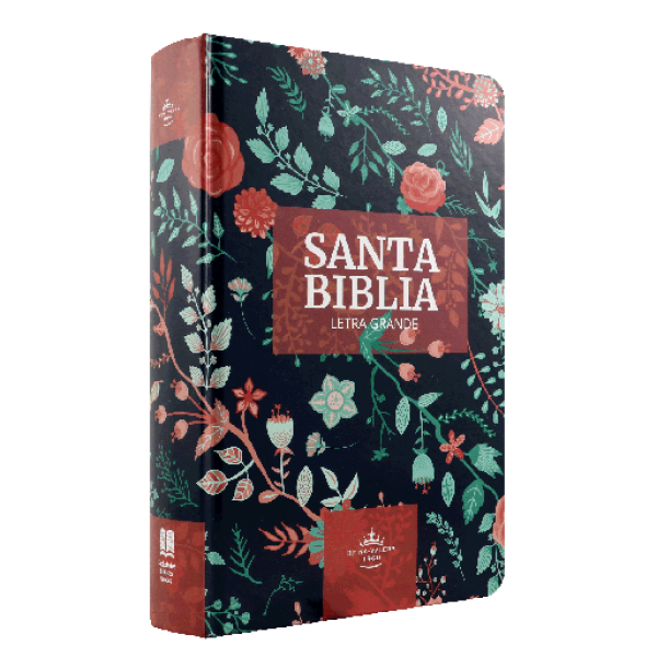 Biblia Reina Valera 1960 Mediana Letra Grande Tapa Dura Azul Flores Canto Bronce [RVR063CLGPJR]