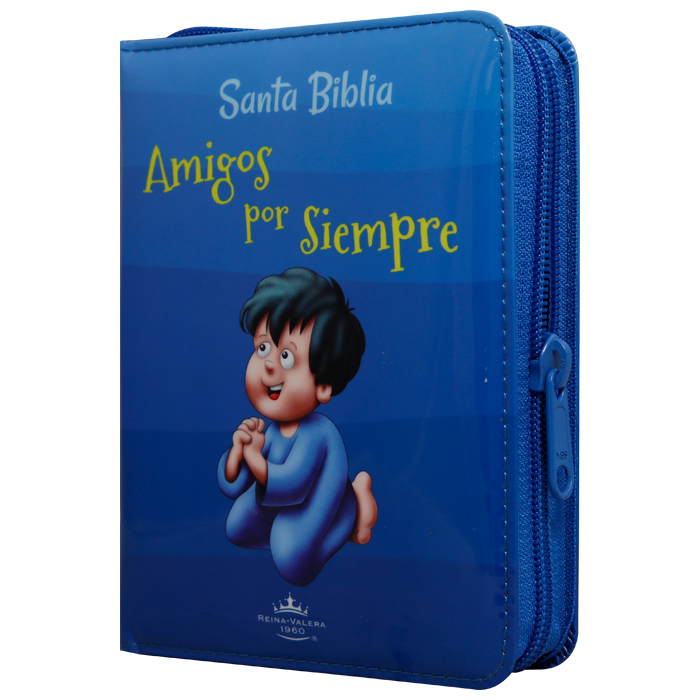 Biblia Amigos por Siempre Reina Valera 1960 Bolsillo Letra Mediana Vinil Acolchada Azul Infantil [RVR022cPZ]