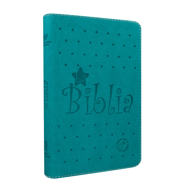 Biblia Traducción Lenguaje Actual Mediana Letra Grande Imitación piel Verde Aguamarina Estrellas [TLA066LGPJR] 