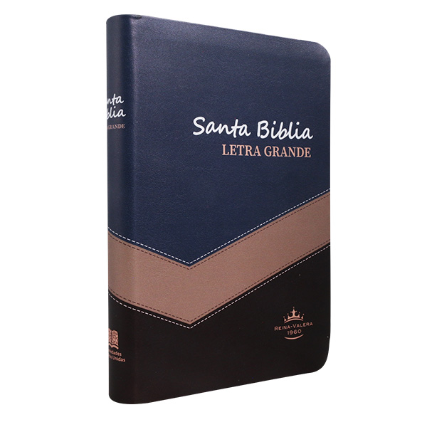 Biblia Reina Valera 1960 Mediana Letra Grande Imitación Piel Azul Beige [RVR065cLG PE LM] 