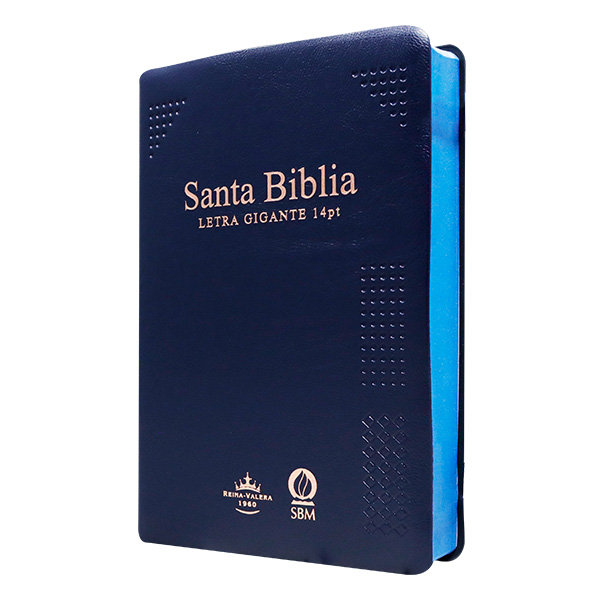 Biblia Reina Valera 1960 Mediana Letra Gigante Vinil Azul Canto Cobre Afinidad  RVR062cLGiPJR-MEX