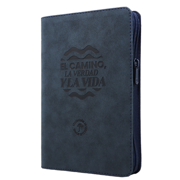 Biblia El Camino La Verdad y La Vida Traducción Lenguaje Actual Mediana Letra Grande Imitación Piel Azul Código QR [TLA066LGZ] 