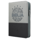 Biblia Reina Valera 1960 Mediana Letra Grande Imitación Piel Gris/Negro Código QR [RVR066cLGZTIPJR] 