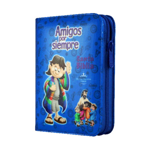 [9789587456646] Biblia Infantil Amigos por Siempre Reina Valera 1960 Tamaño Bolsillo Letra Mediana Vinil Azul QR [RVR022cPZLMaPJR]