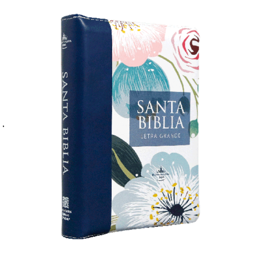 [7899938422106] Biblia Reina Valera 1960 Chica Letra Grande Imitación Piel Azul Flores [RVR046cLGPJRZTI]